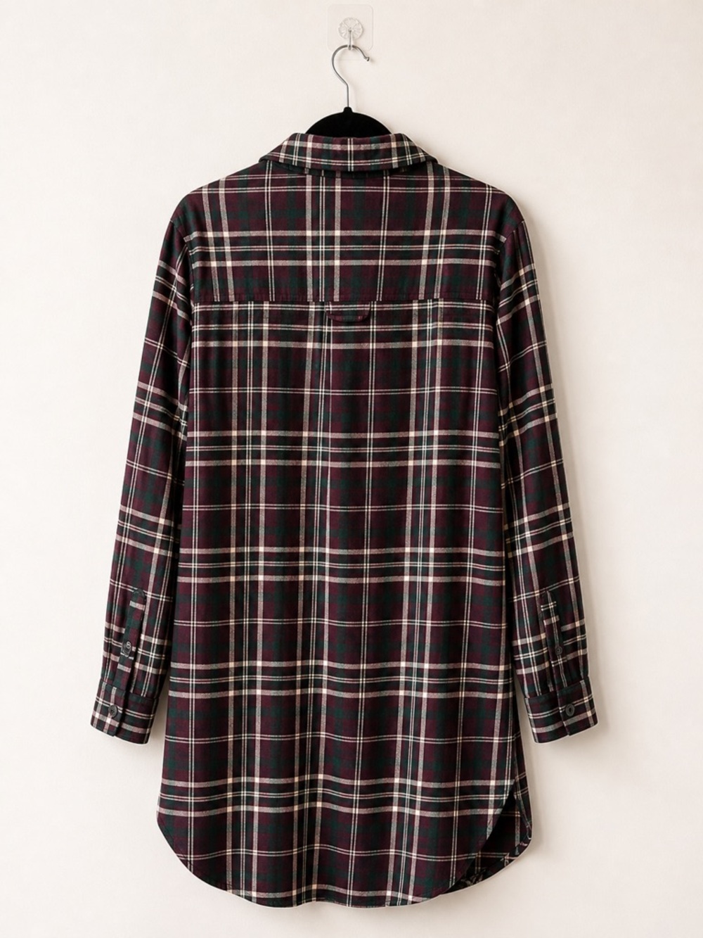 Roots 🇨🇦 Plaid Flannel Shirt M Cozy Oversized Burgundy Green Fall - Picture 2 of 4